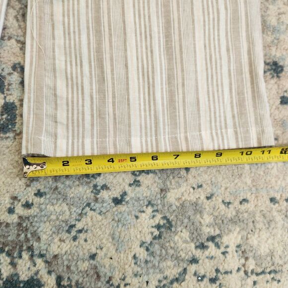 Land 'n Sea Wide Leg Pants Womens L Linen Blend Elastic White Beige Stripes - Picture 8 of 11